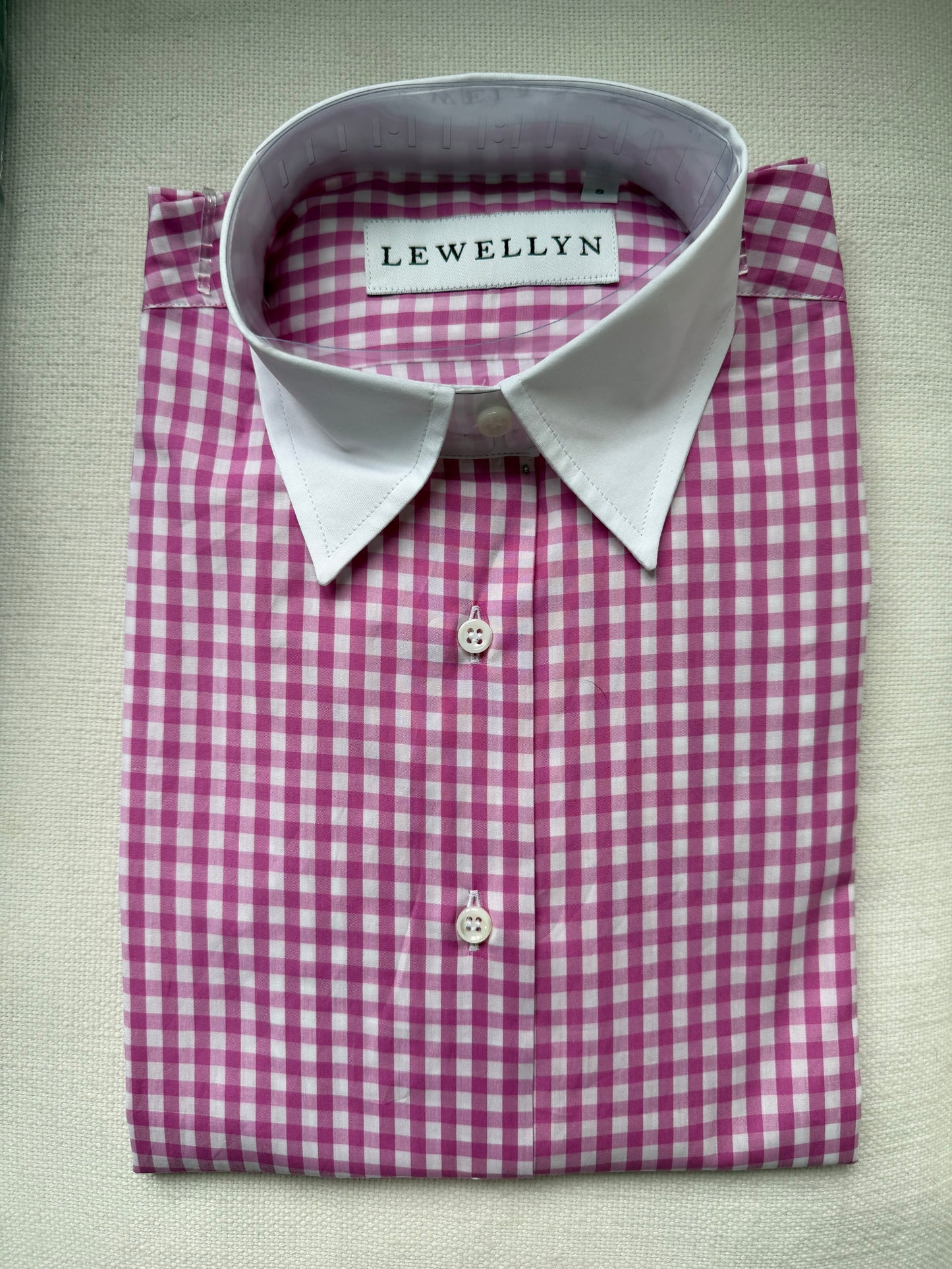 The Jackie button down in pink gingham