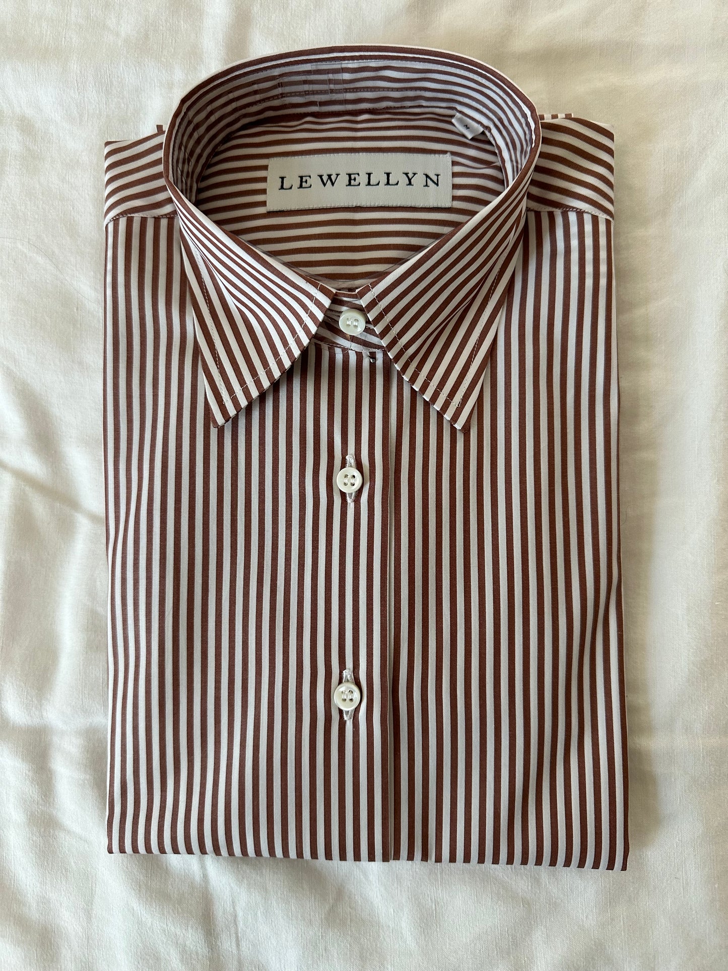 The Jackie Button Down in Brown Stripe