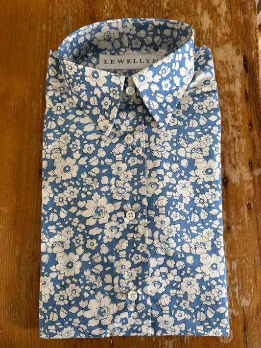 The Jackie Button Down in Blue Floral