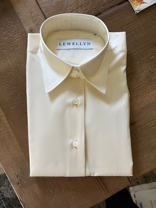 The Jackie button down in ivory.