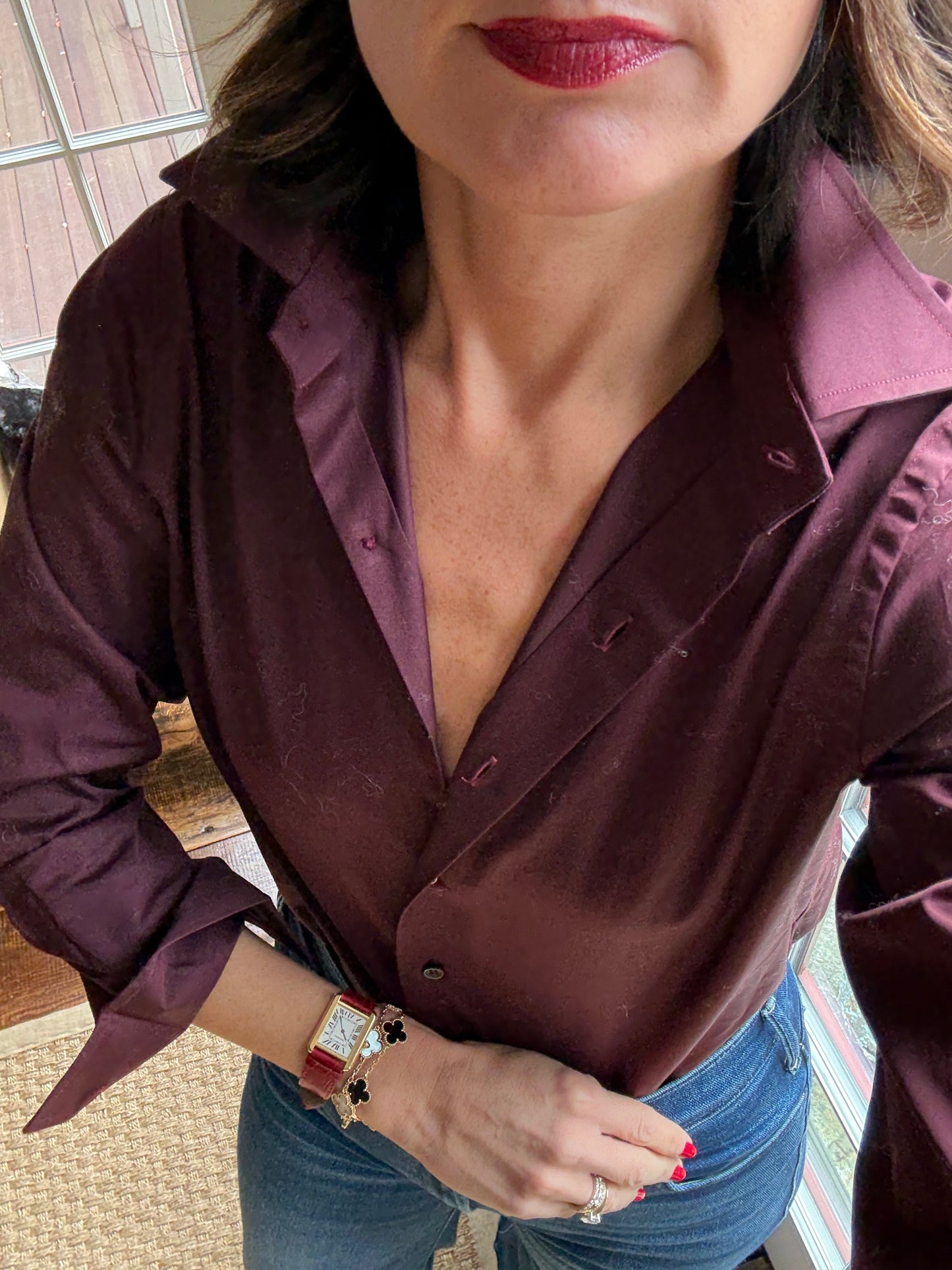 The Jackie Button Down in Burgundy