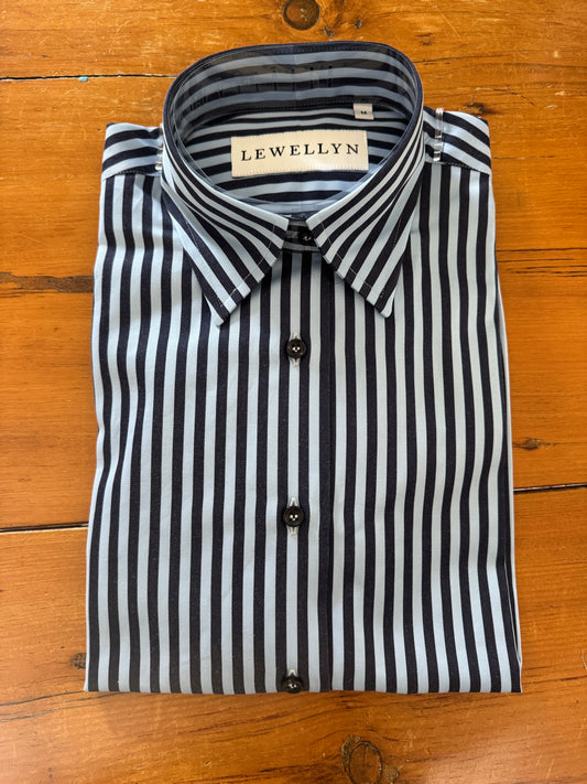 The Jackie Button Down in Blue & Black Stripe