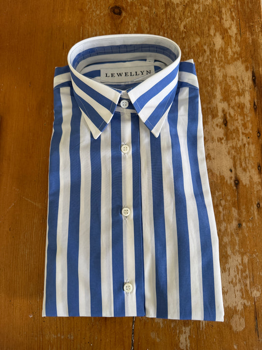 The Jackie Button Down in Thick Blue Stripes