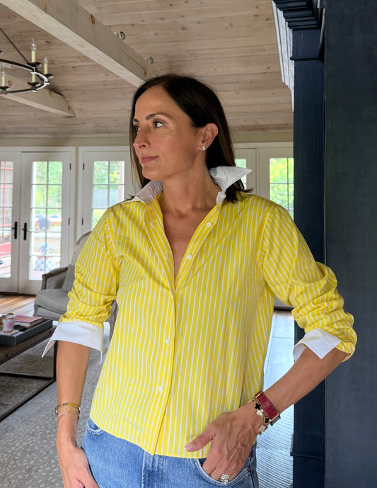 The Jackie Cropped in Yellow Stripes